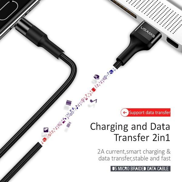 Kabel USB Usams USB-A - microUSB 1.2 m Czarny (SJ224USB01)