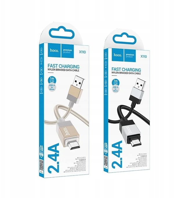 Kabel USB A do Micro USB Hoco 2,4A 1 m X110 czarny