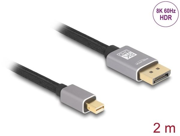 Delock DisplayPort Καλώδιο 80 Gbps, 16K 60 Hz, 1 m, για Monitor και Video Display AV