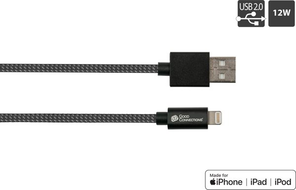 Kabel USB Good Connections USB-A - Lightning 0.5 m Czarny (2510-AL005S)