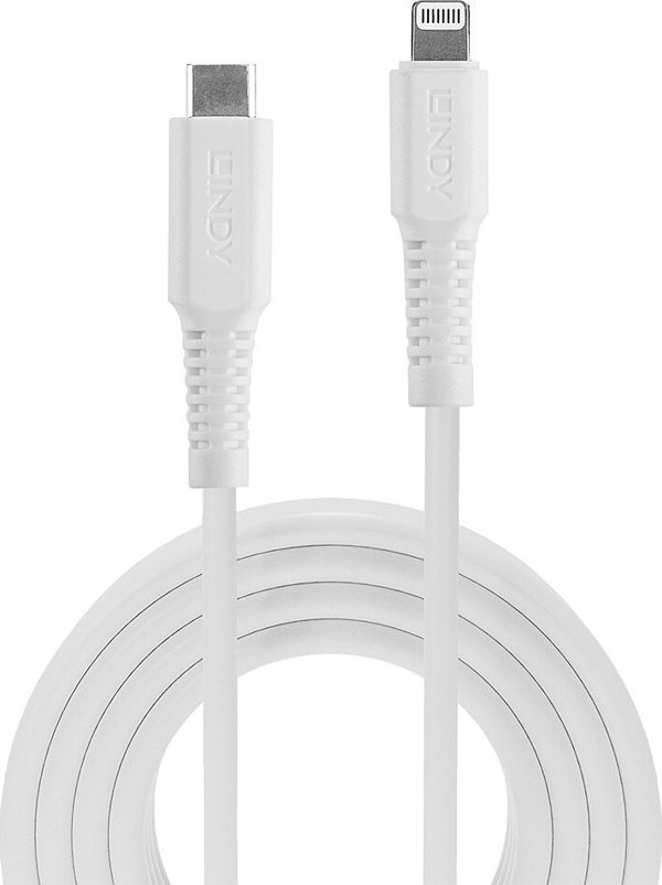 Lindy Καλώδιο USB-C σε Lightning, Πιστοποίηση MFi για iPhone/iPad, 0.5m, Λευκό (31315)