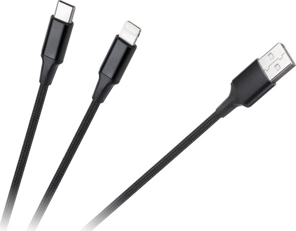 Cabletech Καλώδιο 2σε1 USB A σε USB-C & Lightning, 1m, Λευκό
