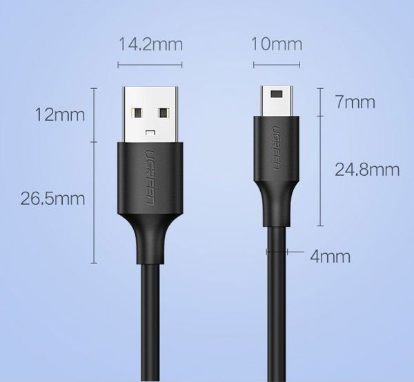 Ugreen Καλώδιο USB-A σε miniUSB US132 1.5m Μαύρο - Φόρτιση και Μεταφορά Δεδομένων