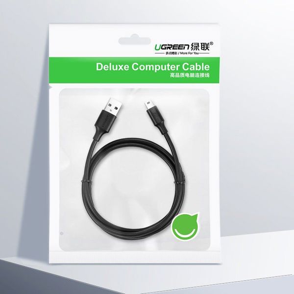 Ugreen Καλώδιο USB-A σε miniUSB US132 1.5m Μαύρο - Φόρτιση και Μεταφορά Δεδομένων