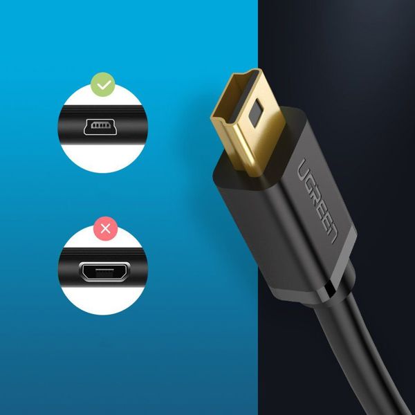 Ugreen Καλώδιο USB-A σε miniUSB US132 1.5m Μαύρο - Φόρτιση και Μεταφορά Δεδομένων