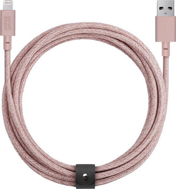 Καλώδιο USB Native Union USB-A - Lightning 3 m Ροζ (BELT-L-ROS-3-NP)