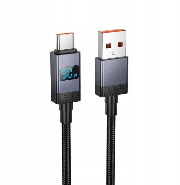 Καλώδιο USB A σε USB C Hoco 5A με Οθόνη 1 μέτρο X118 Μαύρο