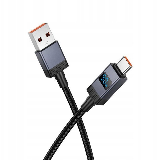 Καλώδιο USB A σε USB C Hoco 5A με Οθόνη 1 μέτρο X118 Μαύρο