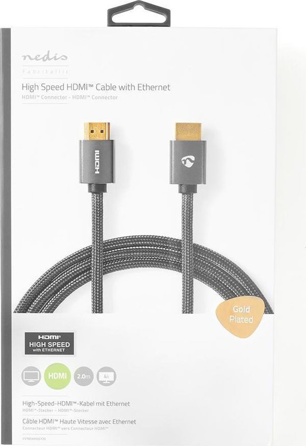 Nedis Καλώδιο HDMI σε HDMI 2m Γκρι (CVTB34000GY20)