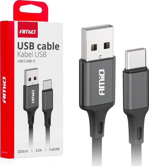 Καλώδιο USB AMiO USB-A - USB-C 2 m Μαύρο