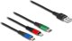 Kabel USB Delock USB-A - USB-C + microUSB + Lightning 2 m Czarny (90156)