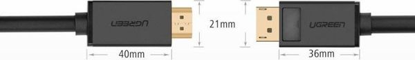 Ugreen Καλώδιο DisplayPort σε HDMI 4K 30Hz 1.5m Μαύρο DP101