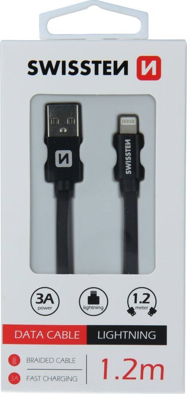 Kabel USB Swissten USB-A - Lightning 1.2 m Szary (71523202)