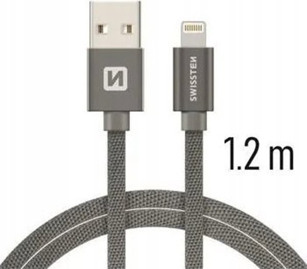 Kabel USB Swissten USB-A - Lightning 1.2 m Szary (71523202)