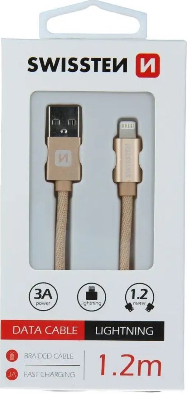Kabel USB Swissten USB-A - Lightning 1.2 m Szary (71523202)