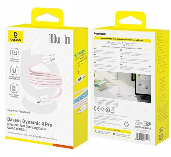 Καλώδιο Baseus Dynamic 4 Pro 100W USB-C - USB-C 1m Ροζ
