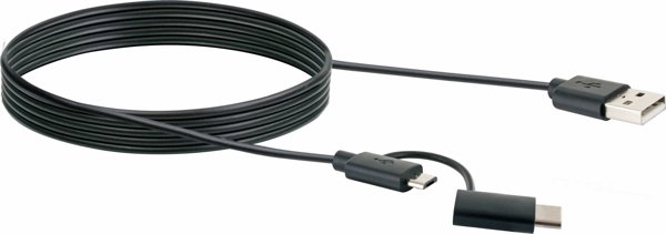 Καλώδιο USB Schwaiger CK3112 2-σε-1 USB-A σε Micro-USB & USB-C, 1m, Μαύρο