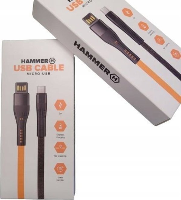 Καλώδιο USB Hammer USB-A - microUSB 1.2 m Πορτοκαλί