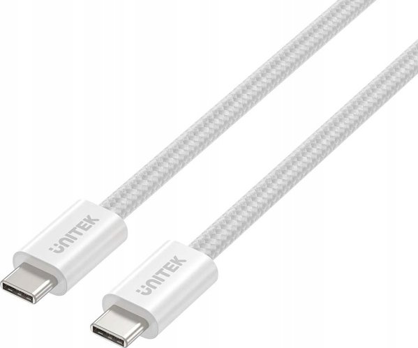 Unitek Καλώδιο USB-C σε USB-C PD 100W Μαγνητικά Αναδιπλούμενο με Πλέξη, Λευκό, 1m
