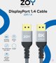 ZOY DisplayPort 1.4 Καλώδιο Σύνδεσης, 3m, Μαύρο με Δεματικό ZCD3