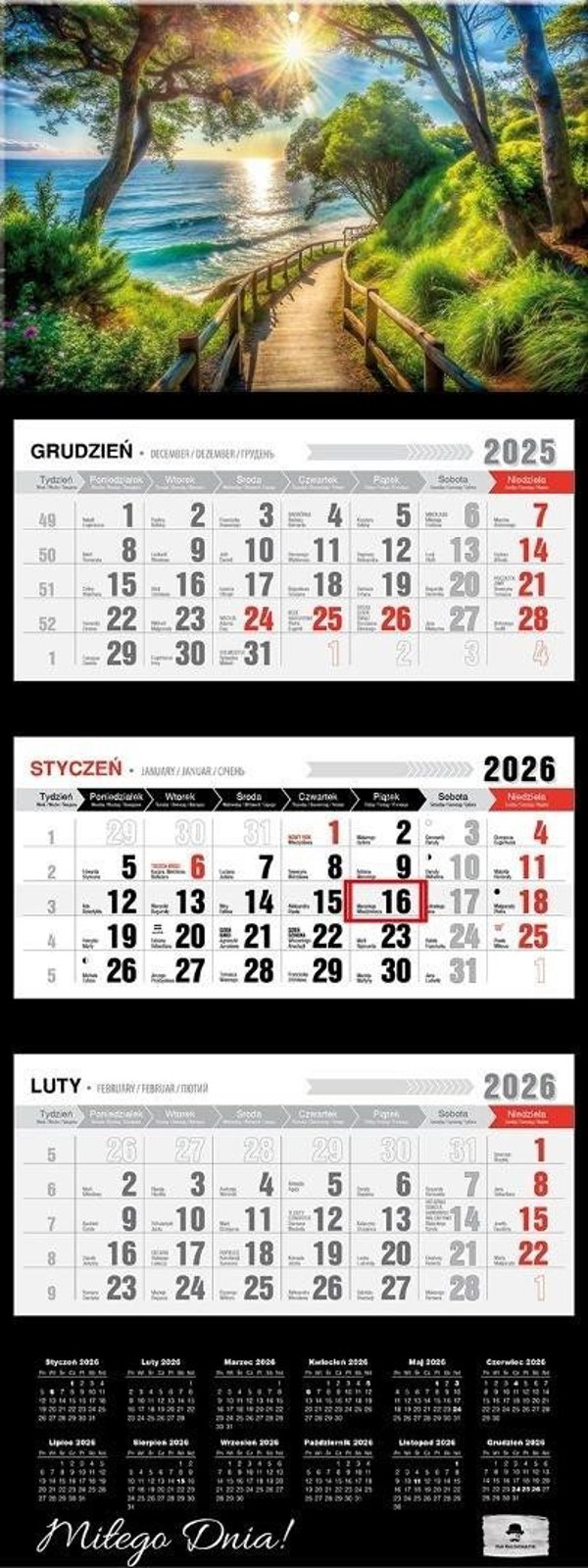 Kalendarz 2026 trojdzielny premium pejzaz EDUKAMP