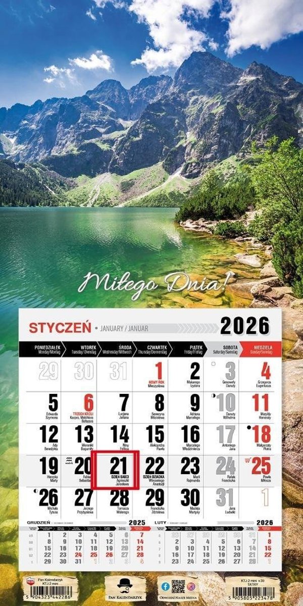 Kalendarz 2026 jednodzielny mini Tatry EDUKAMP