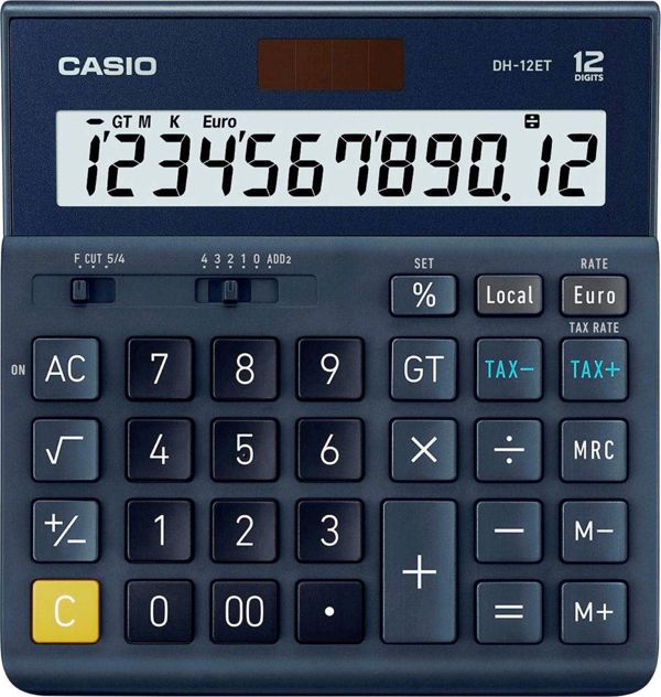 Casio DH-12ET Επιτραπέζιο Κομπιουτεράκι 12 Ψηφίων με Υπολογισμό Φόρων και Διπλή Τροφοδοσία