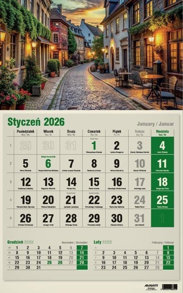 Kalendarz 2026 jednodzielny eko MIX