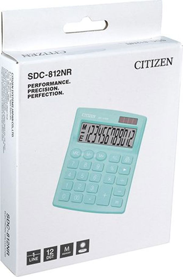 Αριθμομηχανή Citizen SDC812NRGNE, τυρκουάζ, επιτραπέζια, 12 ψηφίων, διπλή τροφοδοσία