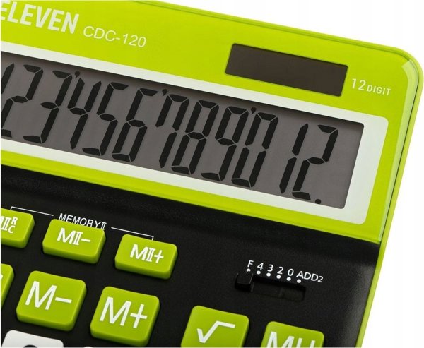 Υπολογιστής Γραφείου Eleven CDC120BKGN, 12 Ψηφίων, Μαύρος με Λευκά και Πράσινα Πλήκτρα