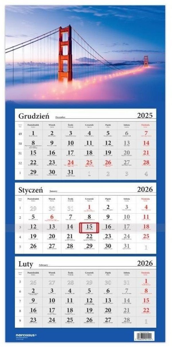 Ημερολόγιο 2026 τρίπτυχο Golden Gate HELMA