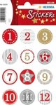 Herma Ημερολόγιο Αντίστροφης Μέτρησης Advent Calendar, Αυτοκόλλητα 1-24, Κόκκινο, Ø 2 cm
