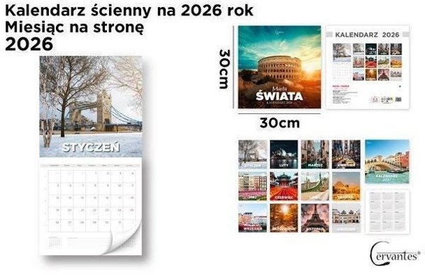 Τοίχου ημερολόγιο 30x30cm Πόλεις του κόσμου 2026