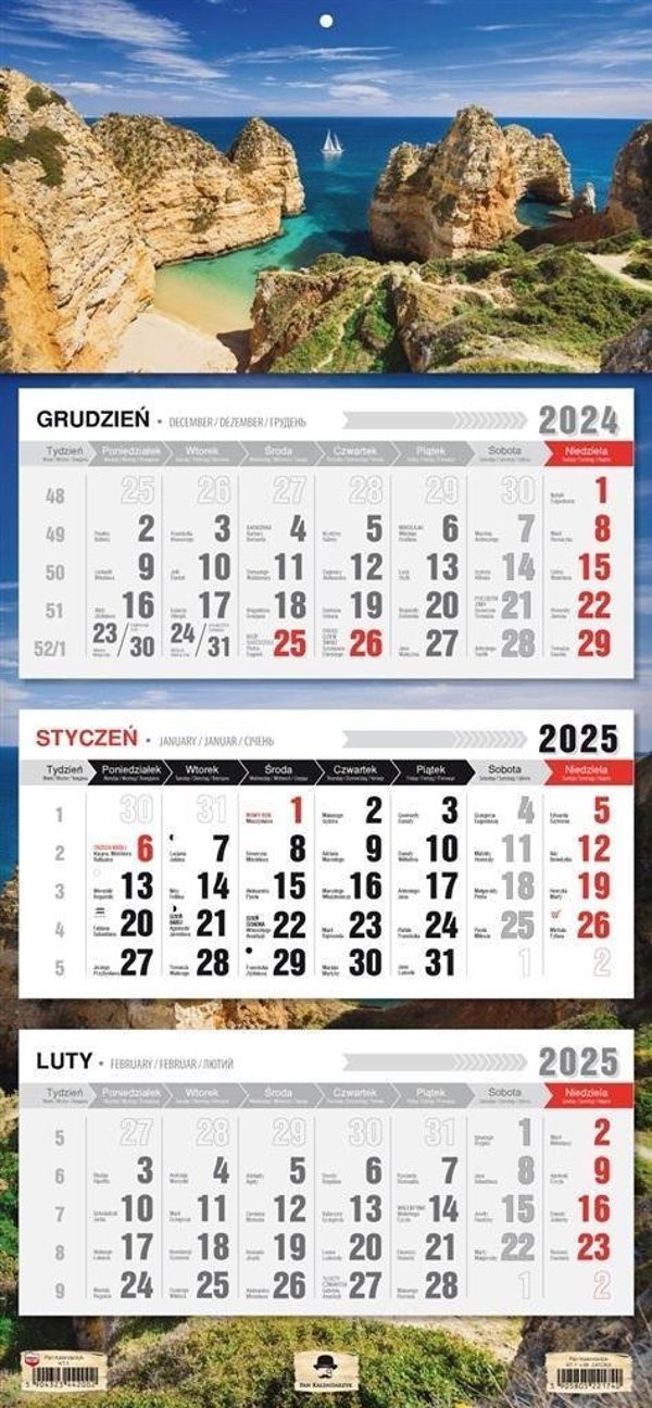 Ημερολόγιο 2025 Τριμερές με επίπεδη κεφαλή Zatoka