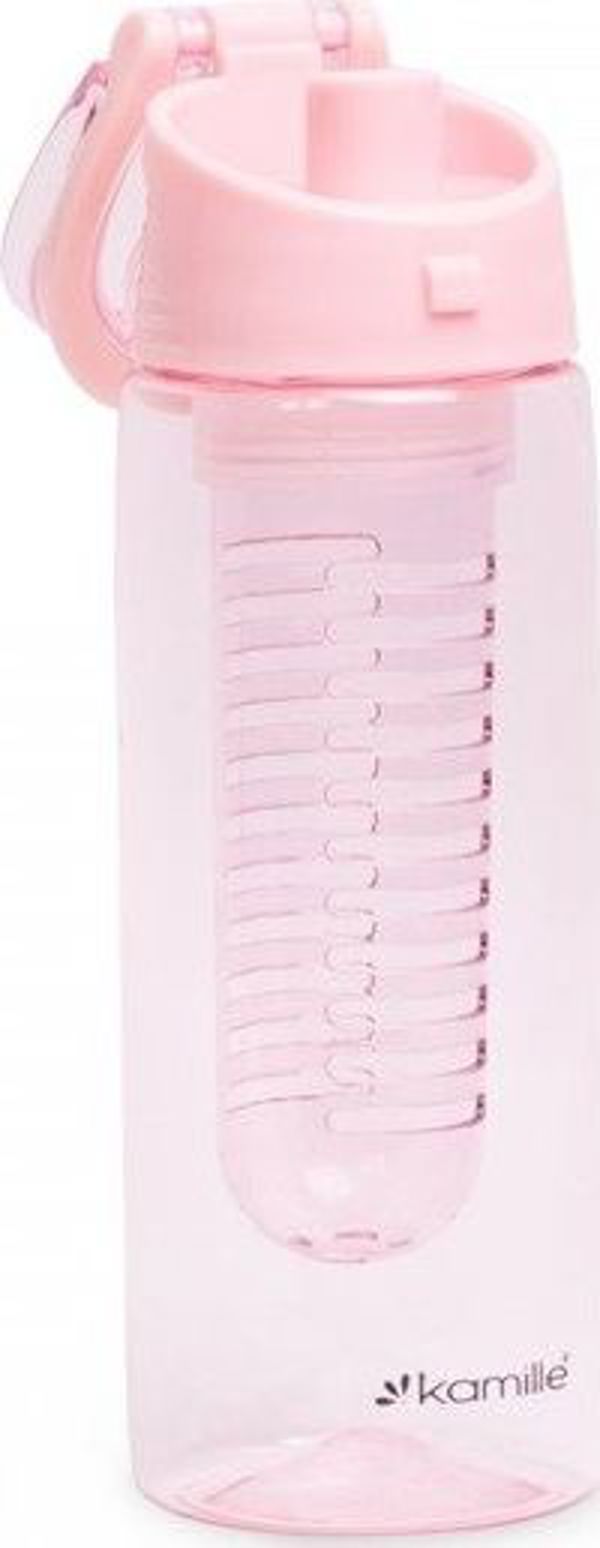 Kamille Μπουκάλι Νερού Tritan με Σουρωτήρι, 660 ml, Ροζ, 7x23 cm