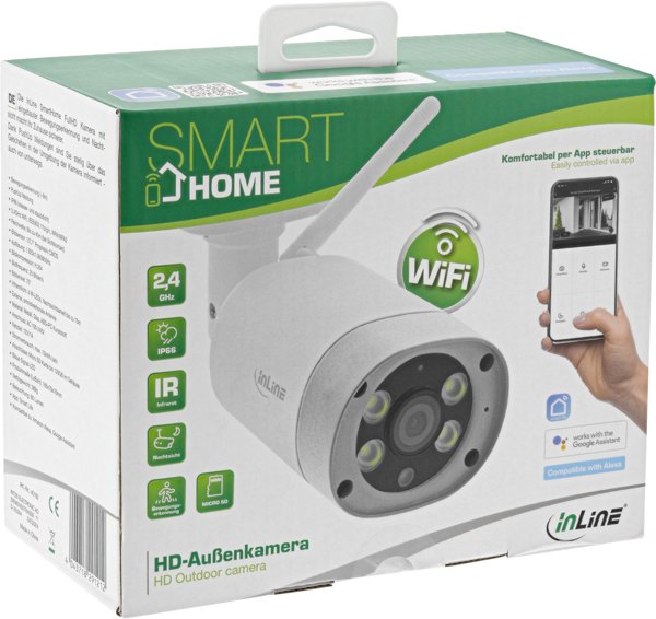 Kamera IP InLine InLine® Smart Home HD Outdoorcamera with LED Ligths, IP66