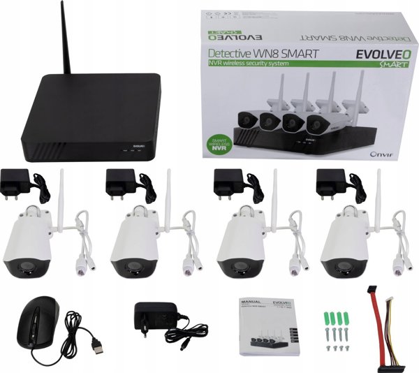 Kamera IP Evolveo EVOLVEO kamerový systém Detective WN8 SMART, bezdrátový, 4 kamery