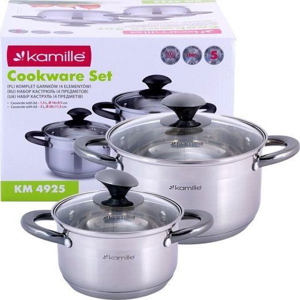 Kamille KM-4925 Σετ Κατσαρολών 4 Τεμαχίων, Ανοξείδωτο Ατσάλι