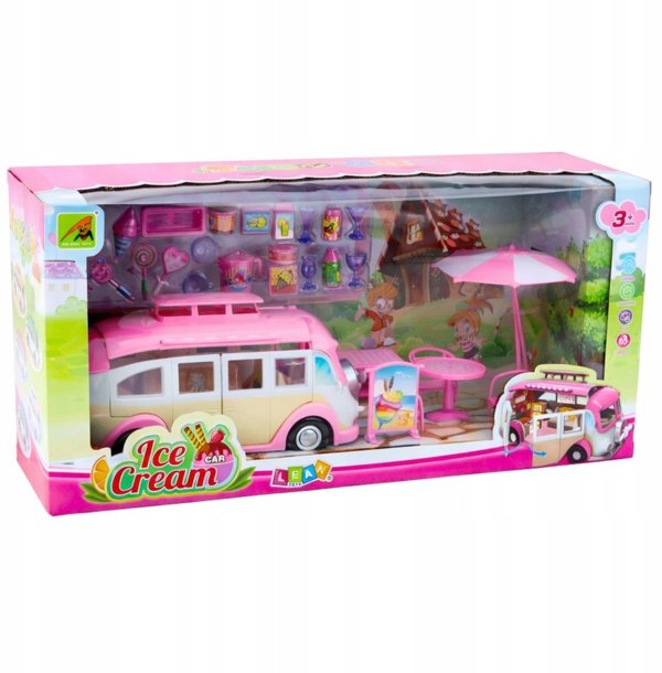 Παιδικό κάμπερ Ice Cream Car για κούκλες ροζ