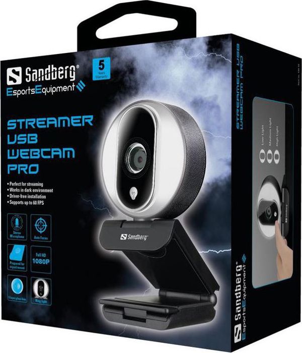 Sandberg Streamer USB Webcam Pro, Full HD 1080p, 60fps, Κάμερα για Streaming και Gaming (134-12)