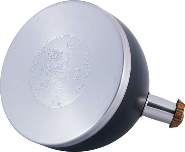 Kamille KM-1087 Ατσάλινος Βραστήρας με Σφυρίχτρα 2.7L, Μαύρο Χρώμα με Καφέ Λαβή