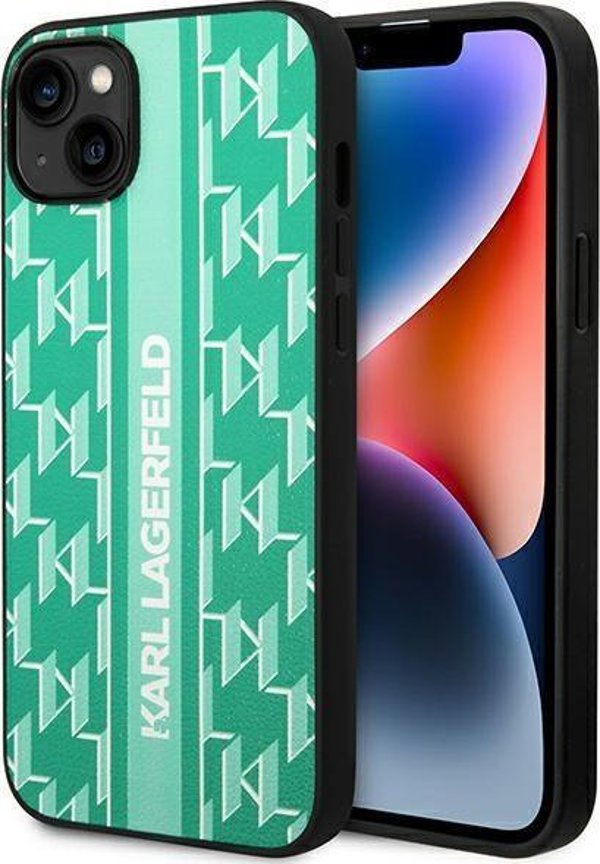 Karl Lagerfeld Etui do iPhone 14 Plus 6,7" hardcase zielony/green Monogram Stripe