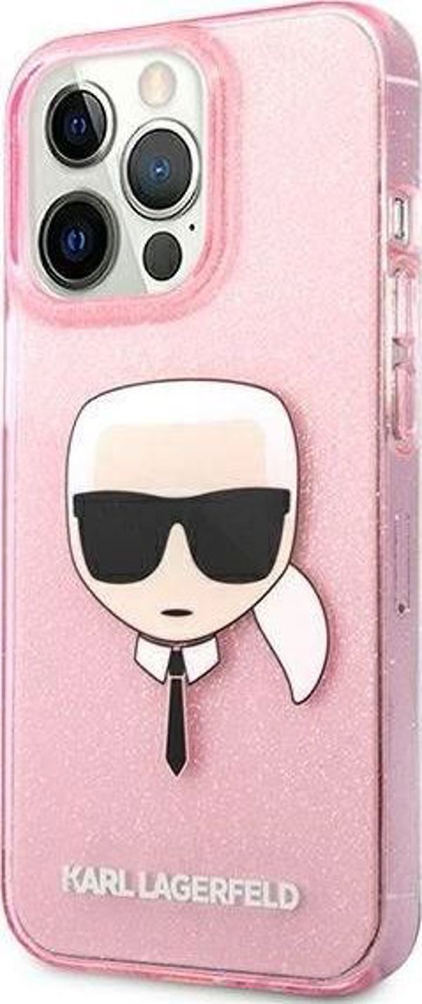 Σκληρή θήκη Karl Lagerfeld KLHCP13XKHTUGLP iPhone 13 Pro Max 6,7" ροζ Glitter Karl`s Head