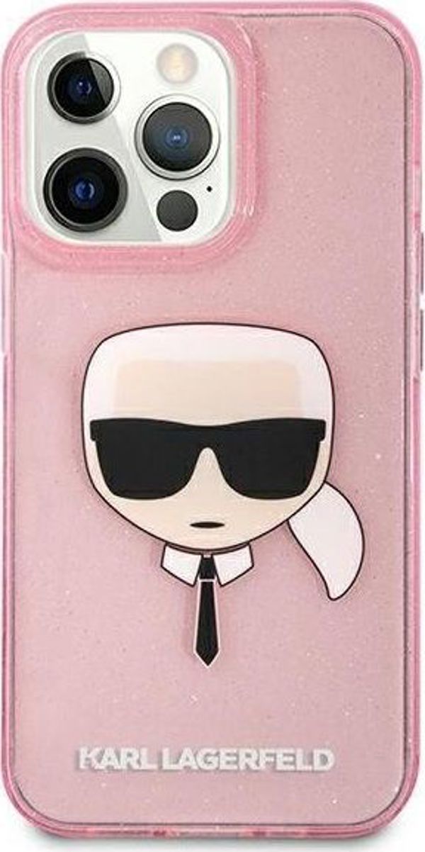 Σκληρή θήκη Karl Lagerfeld KLHCP13XKHTUGLP iPhone 13 Pro Max 6,7" ροζ Glitter Karl`s Head