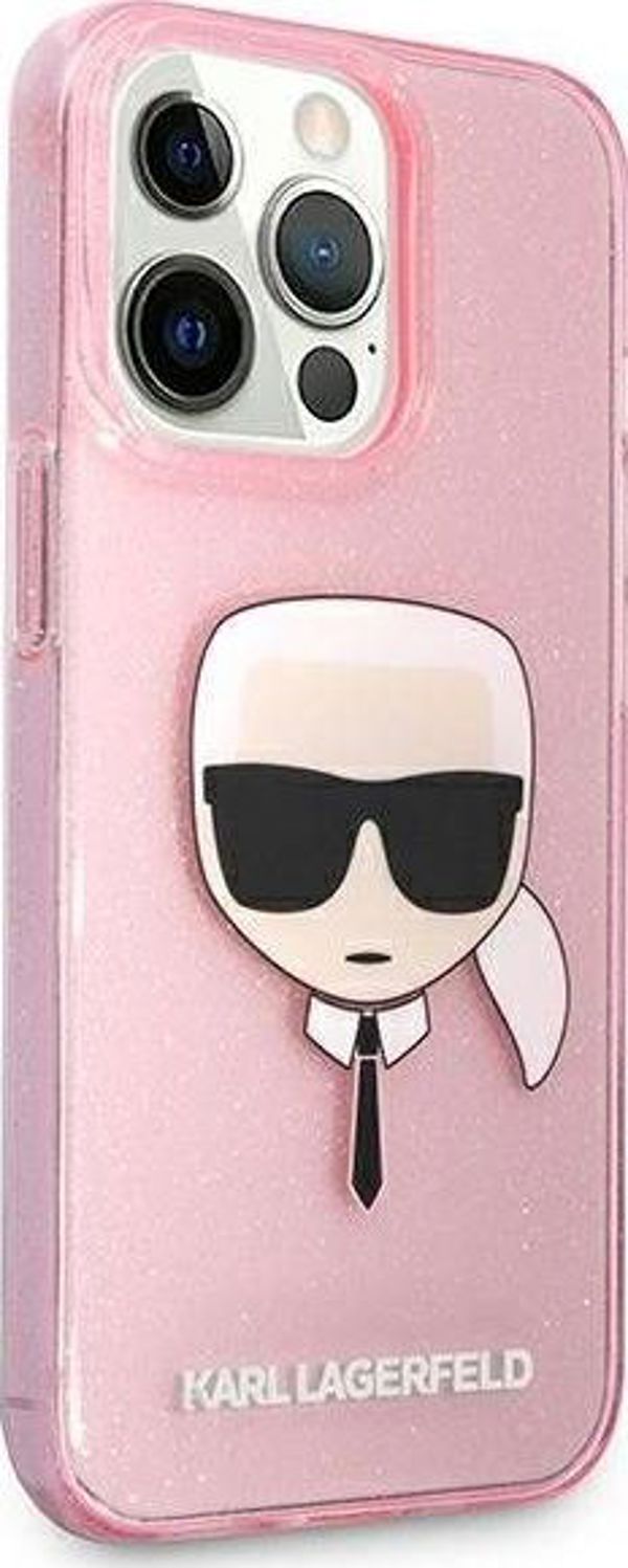 Σκληρή θήκη Karl Lagerfeld KLHCP13XKHTUGLP iPhone 13 Pro Max 6,7" ροζ Glitter Karl`s Head