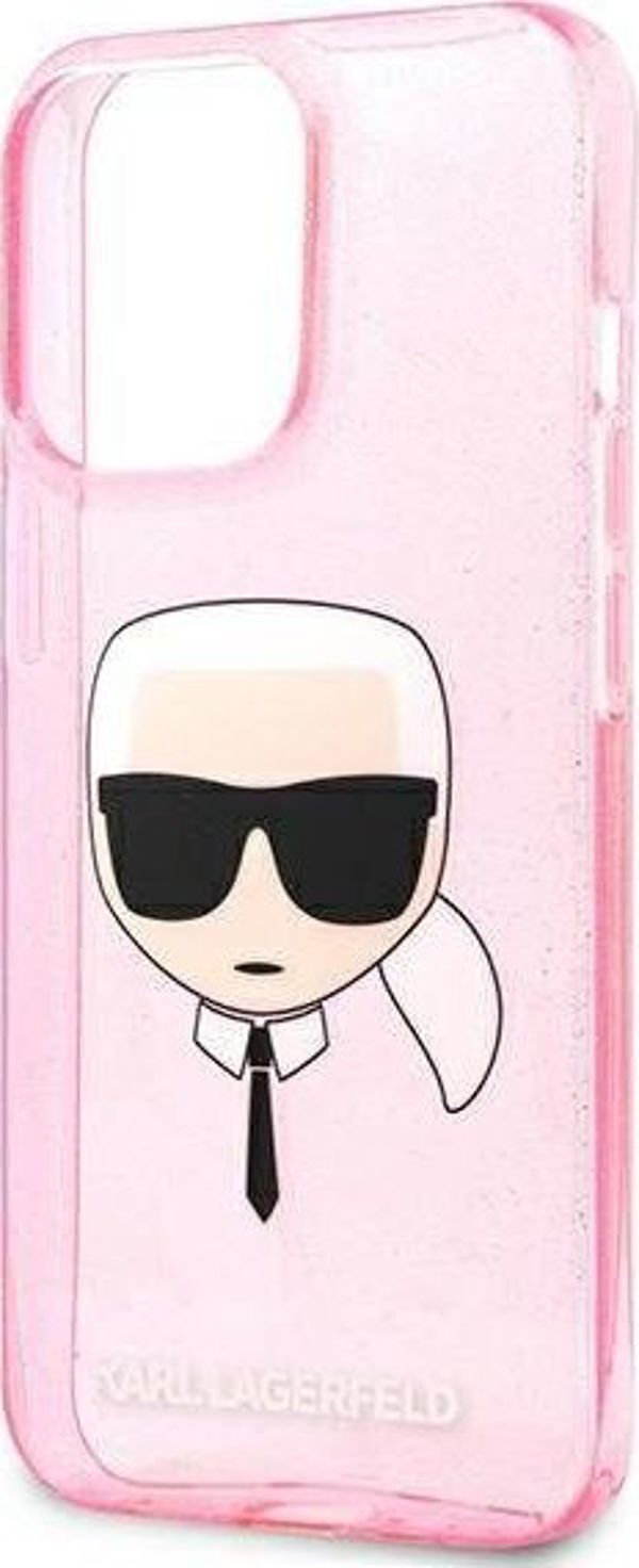 Σκληρή θήκη Karl Lagerfeld KLHCP13XKHTUGLP iPhone 13 Pro Max 6,7" ροζ Glitter Karl`s Head