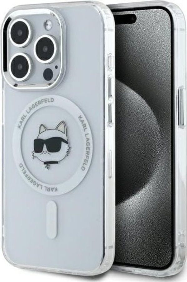 Karl Lagerfeld Karl Lagerfeld KLHMP15LHLSCHH iPhone 15   Pro 6.1" λευκό/white hardcase IML Metal Choupette Head MagSafe