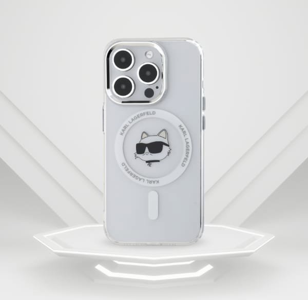 Karl Lagerfeld Karl Lagerfeld KLHMP15LHLSCHH iPhone 15   Pro 6.1" λευκό/white hardcase IML Metal Choupette Head MagSafe