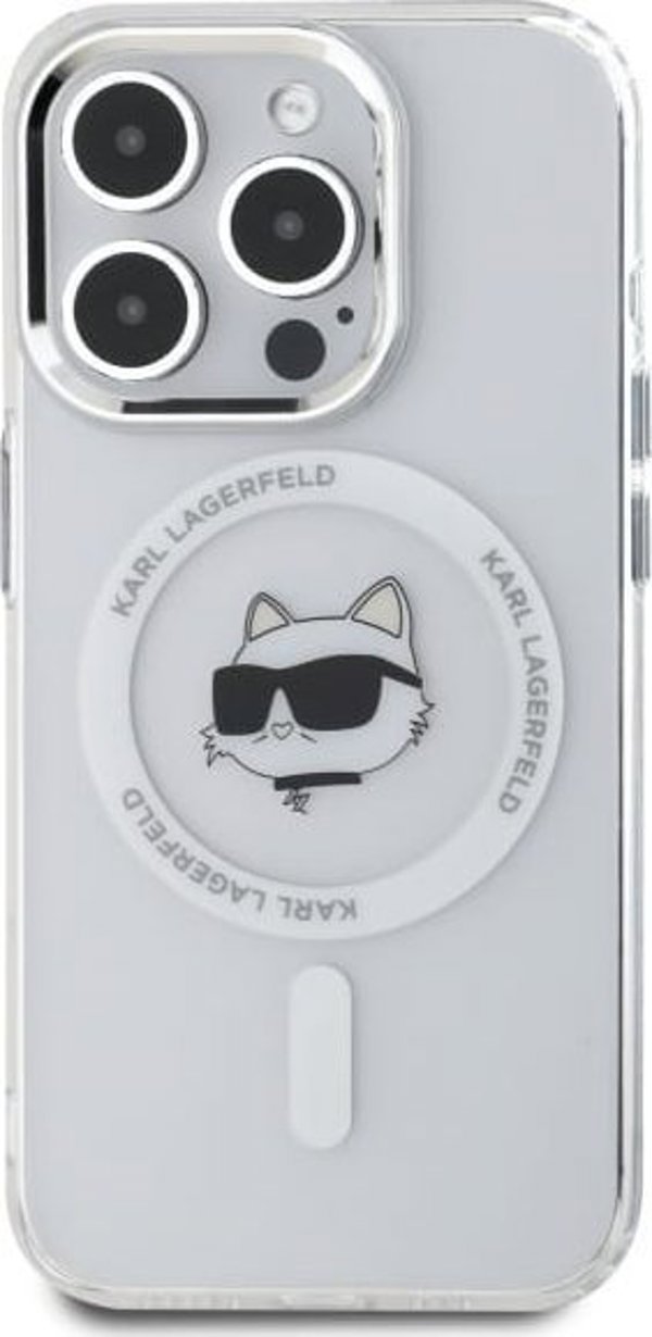 Karl Lagerfeld Karl Lagerfeld KLHMP15LHLSCHH iPhone 15   Pro 6.1" λευκό/white hardcase IML Metal Choupette Head MagSafe