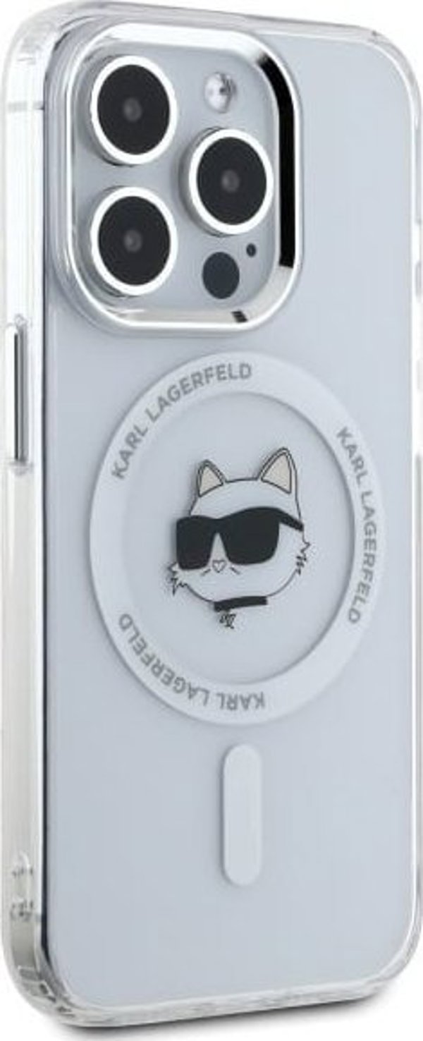 Karl Lagerfeld Karl Lagerfeld KLHMP15LHLSCHH iPhone 15   Pro 6.1" λευκό/white hardcase IML Metal Choupette Head MagSafe